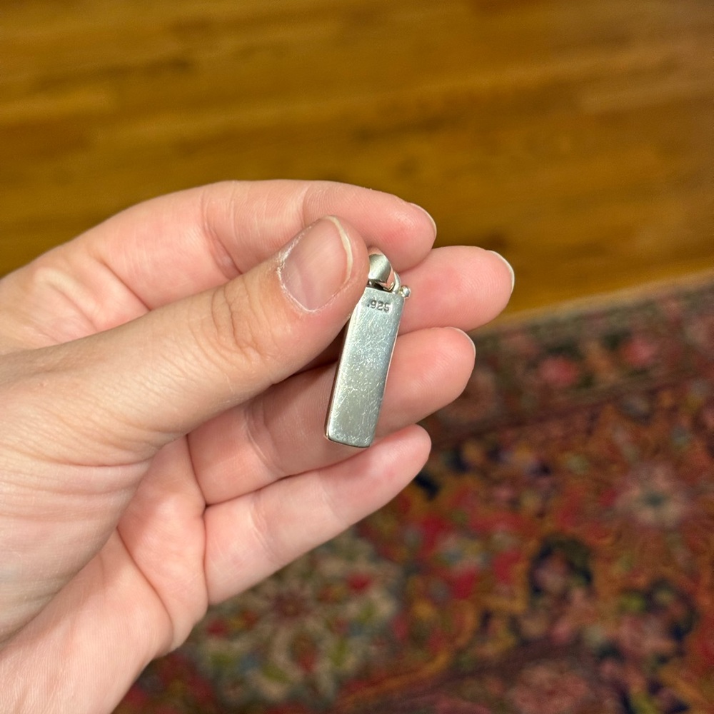 Silver Turquoise Inlay Southwestern Pendant - Picture 4 of 4